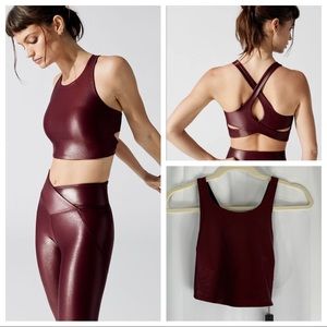 Carbon38 High Neck Crisscross Bra in Wine Sz S
